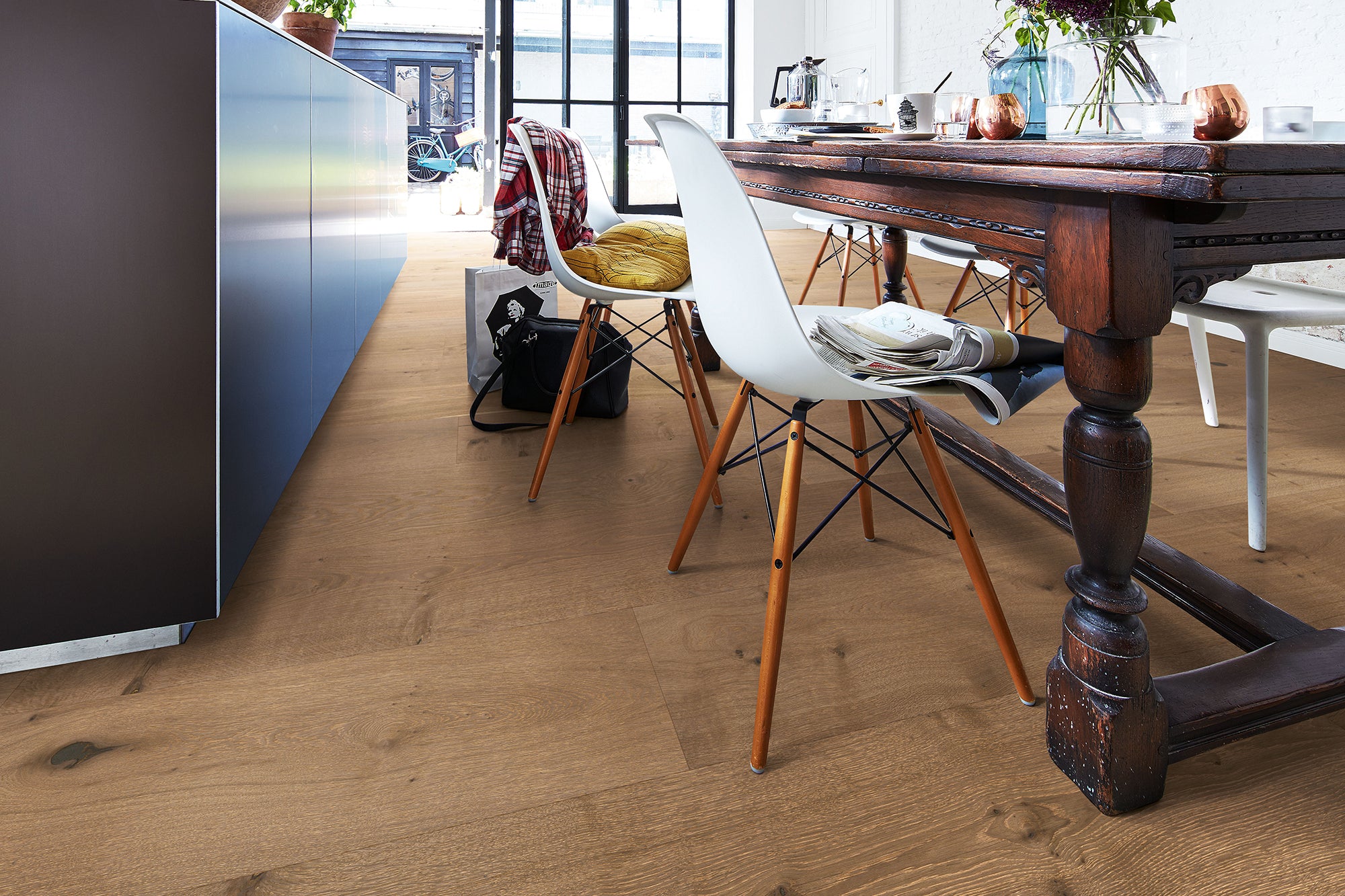 Furnierboden Eiche authentic greige gebürstet geölt