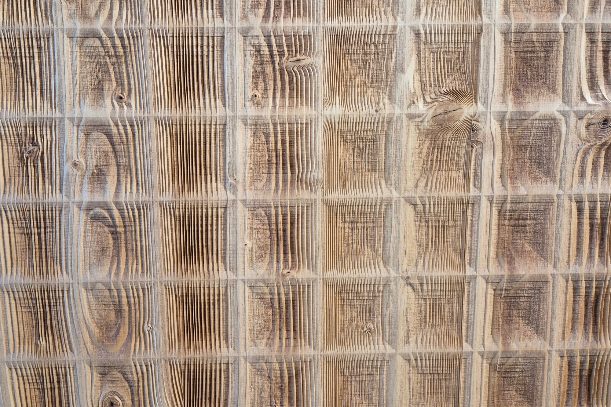 Designplatte Fichte gelaserte Relief Struktur in Kachel Optik