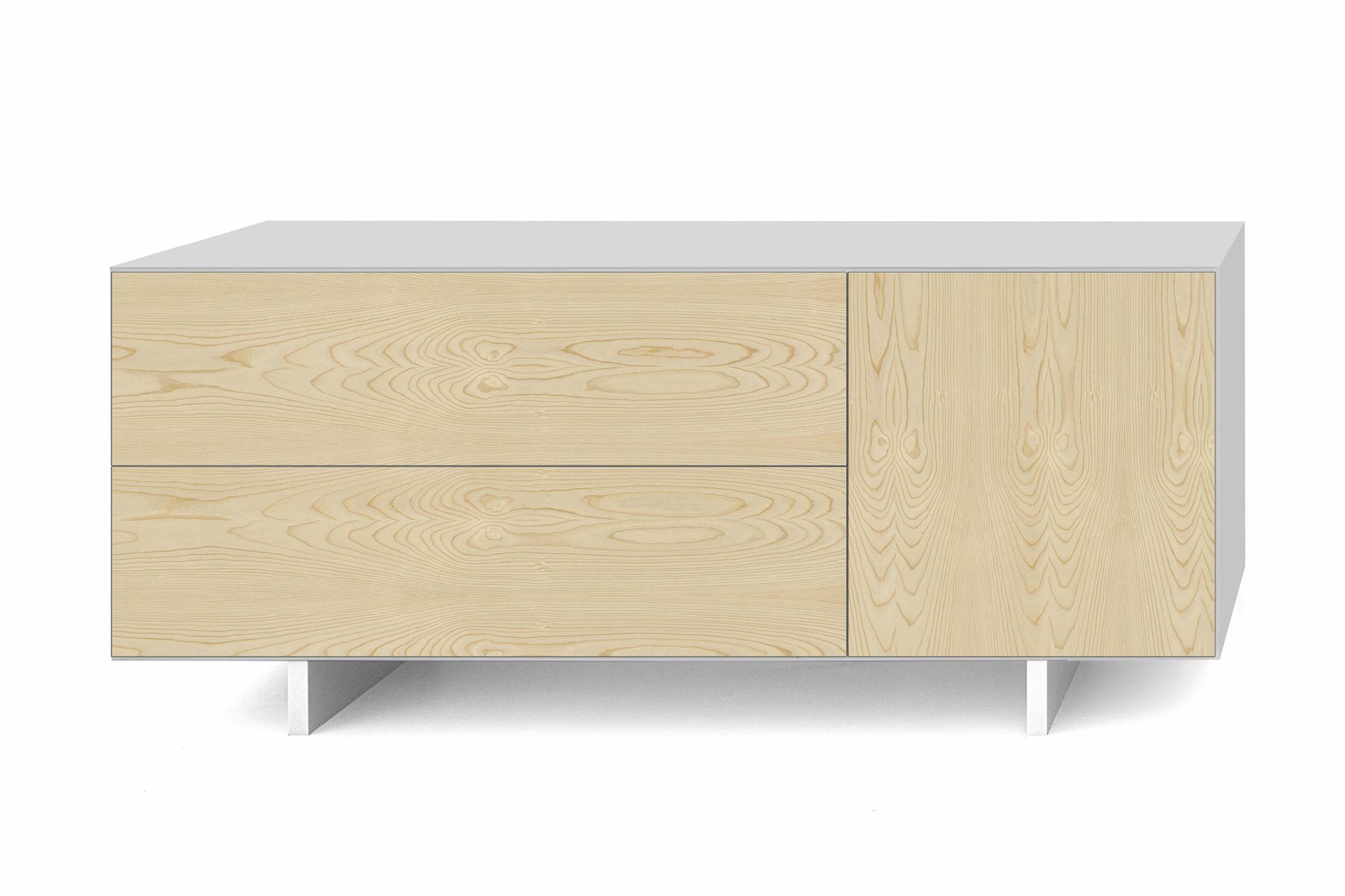 Furnierte Platte mit Echtholzfurnier Fichte hellgrau gebeizt und geölt