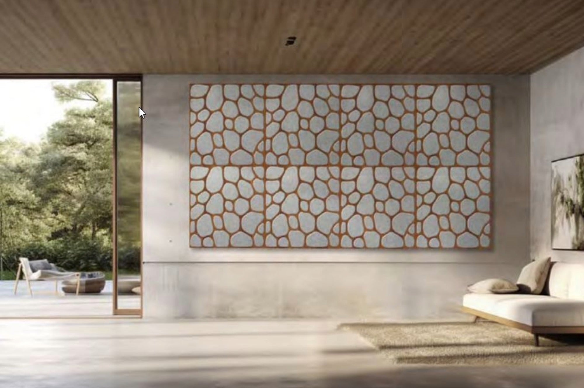 Akustik Rahmenelement Silbergrau / Tanne