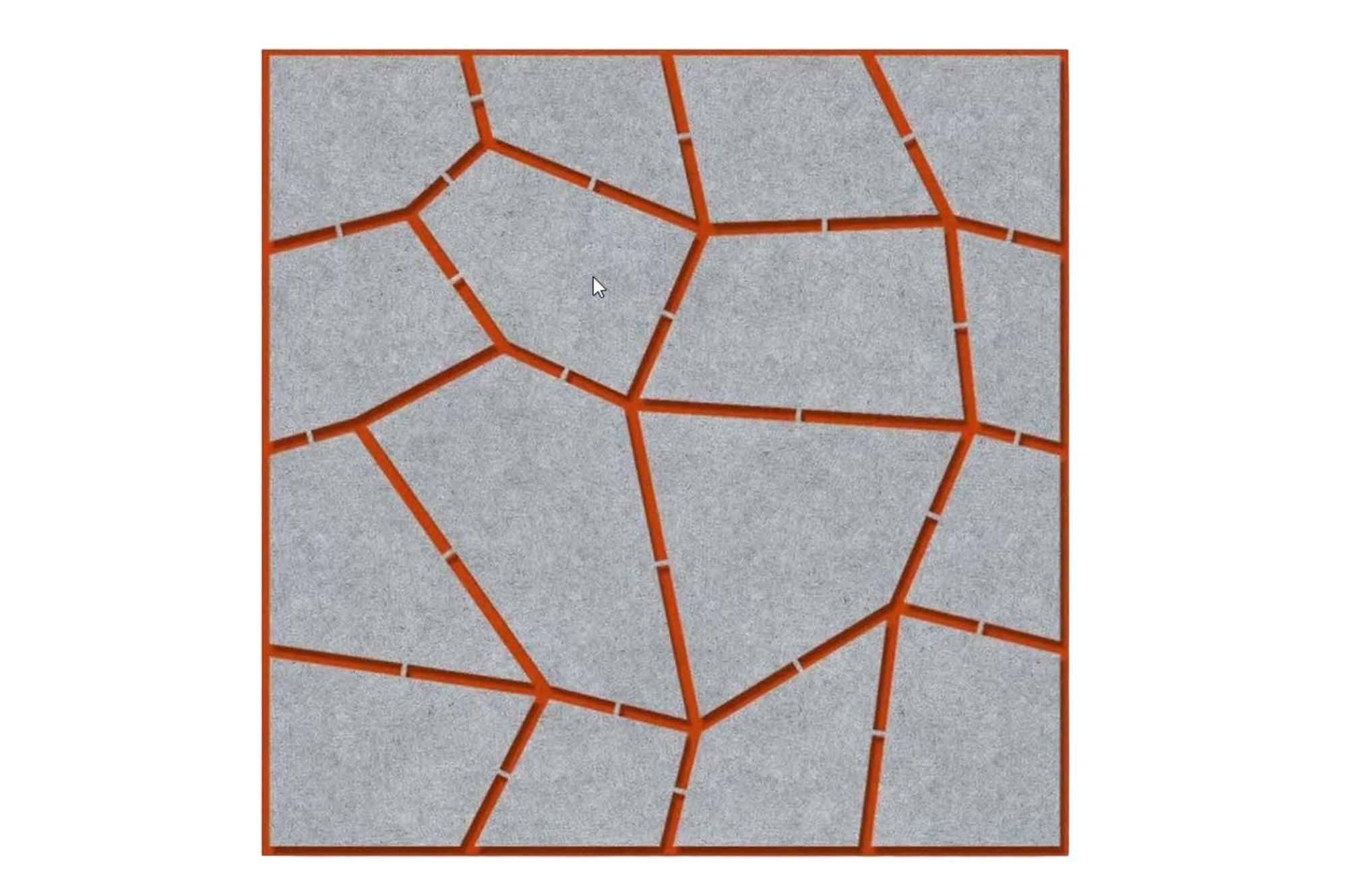 Akustik Rahmenelement Silbergrau / Fugenfarbe Feuer